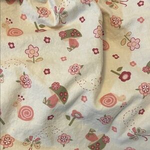 Cute Floral & Mushroom Print Cotton Fitted Crib Sheet